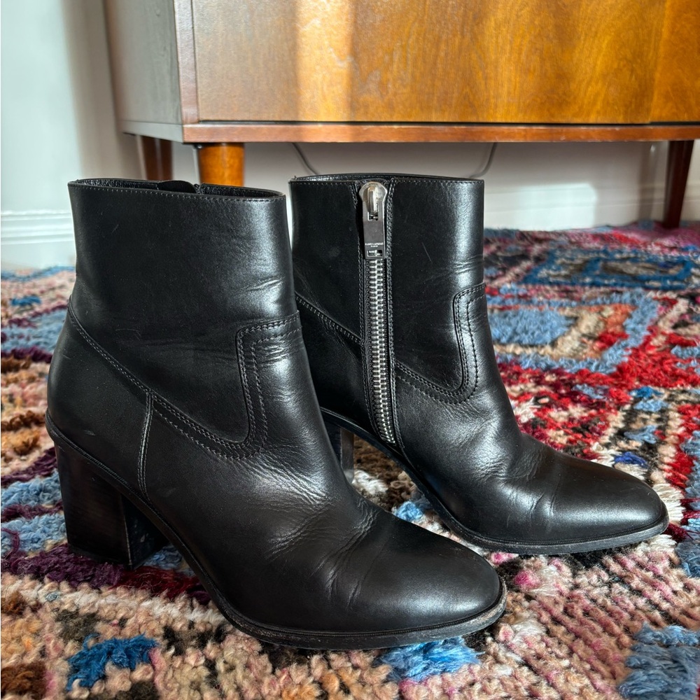 Black Leather Ankle Boots